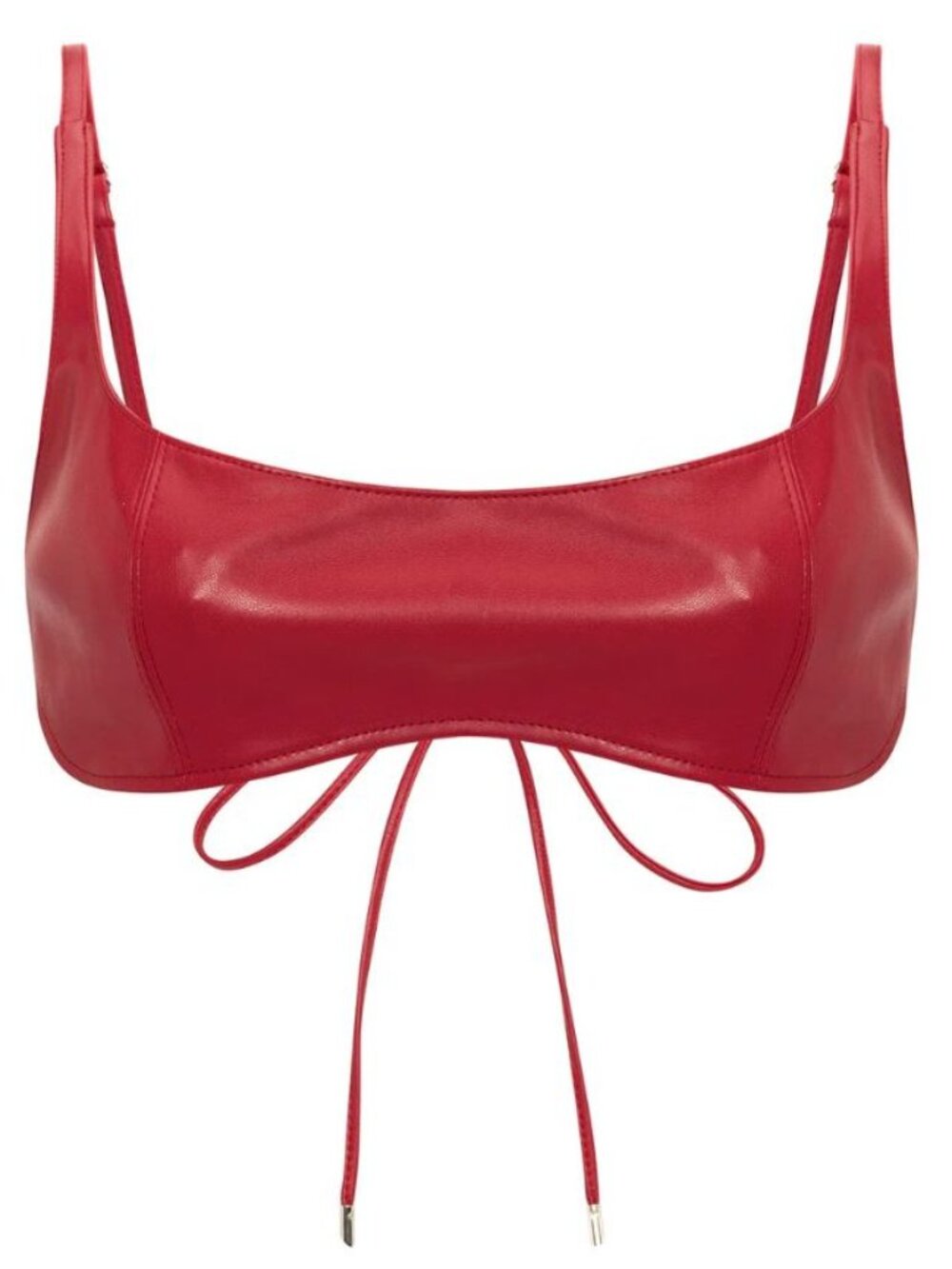 Fashion Nova Lana Faux Leather Bra Top in Red